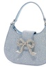 Self Portrait Mini Crescent Denim Bag With Rhinestones