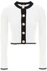 Balmain Bicolor Knit Cardigan With Embossed Buttons