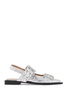 ganni silver slingback ballet flat shoe with buckles