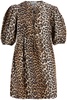 Ganni Leopard Printed Balloon Sleeved Mini Dress