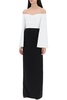 Eliana Off-Shoulder Maxi Dress in Black and White Satin