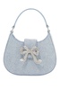 Mini Crescent Denim Bag With Rhinestones