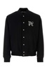 Palm Angels Man Black Wool Blend Bomber Jacket