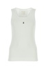 White stretch cotton tank top