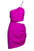 'Midori' One-Shoulder Mini Hot Pink Dress With Cut-Out Detail In Silk Woman Gauge81