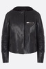 Prada Collarless Zipped Leather Jacket