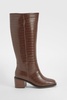 Wide Fit Croc  Block Knee High Boots