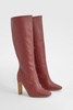 Textured High Heel Pointed Knee High Boots