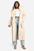 Tall Faux Fur Collar Vintage Look Faux Leather Trench Coat