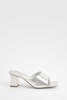 Wide Width Metallic Low Block Heeled Mule