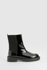 Wide Width Ankle Detail Textured Patent Chelsea Boots