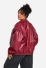 Plus Pu Contrast Stitch Oversized Bomber Jacket 