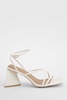 Flared Heel Patent Cross Strap Heeled Sandals