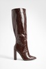 Wide Width Pointed Toe Croc Knee High Boot