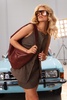 Faux Leather Slouchy Tote Bag  