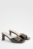 Patent Flat Heel Square Toe Heeled Mules 