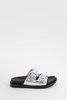 Metallic Stud Detail Footbed Buckle Sliders      