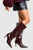 Premium Leather Look Pointed Knee High Boots 