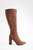 Faux Suede Knee High Heeled Boots