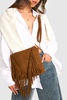 Suedette Fringed Cross Body Bag