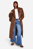 Petite Leopard Print Oversized Wool Look Coat 