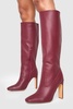 Textured High Heel Pointed Knee High Boots