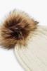 Rib Knit Beanie With Large Faux Fur Pom