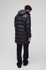 Longline High Shine Hooded Puffer Jacket in Black