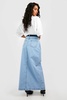 Basic Split Front Denim Maxi Skirt