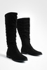 Faux Suede Slouchy Knee High Flat Boots