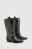 Vintage Look Calf Detail Embroidered Western Cowboy Boots