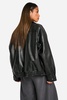 Teddy Lined Faux Leather Oversized Bomber Jacket 