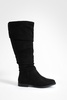 Faux Suede Slouchy Knee High Flat Boots