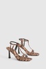 Leopard Neoprene T Bar Strappy Square Toe Heels