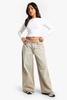 Petite Raw Waistband Wide Leg Jeans