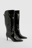 Croc Curved Stiletto Knee High Boots  