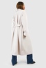 Cuff Detail Belted Textured Wool Look Coat