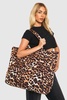 Leopard Oversized Quilted Nylon Tote Bag  