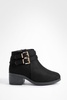 Wide Width Two Buckle Block Heel Chelsea Boots