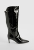 Croc Curved Stiletto Knee High Boots  