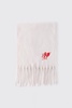 Cream Heart Graphic Fringe Scarf