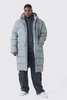 Plus Mid Length Hooded Puffer Jacket In Grey