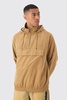 Peached Hooded Windbreaker In Tan