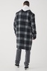 Tall Relaxed Fit Single Breasted Check Overcoat In Black