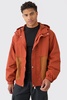 Colour Block Hooded Nylon Windbreaker In Rust