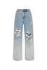 Self-Portrait Embellished Ombre Distressed Jeans