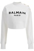 Balmain Logo Printed Crewneck Cropped Sweatshirt