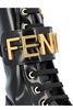 Fendi Logo Plaque Lace-Up Biker Boots