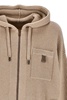 Brunello Cucinelli Drawstring Zipped Ribbed Detailed Hoodie