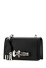 'The Knuckle Satchel' Black Shoulder Bag with Skull and Stones in Smooth Leatrher Woman